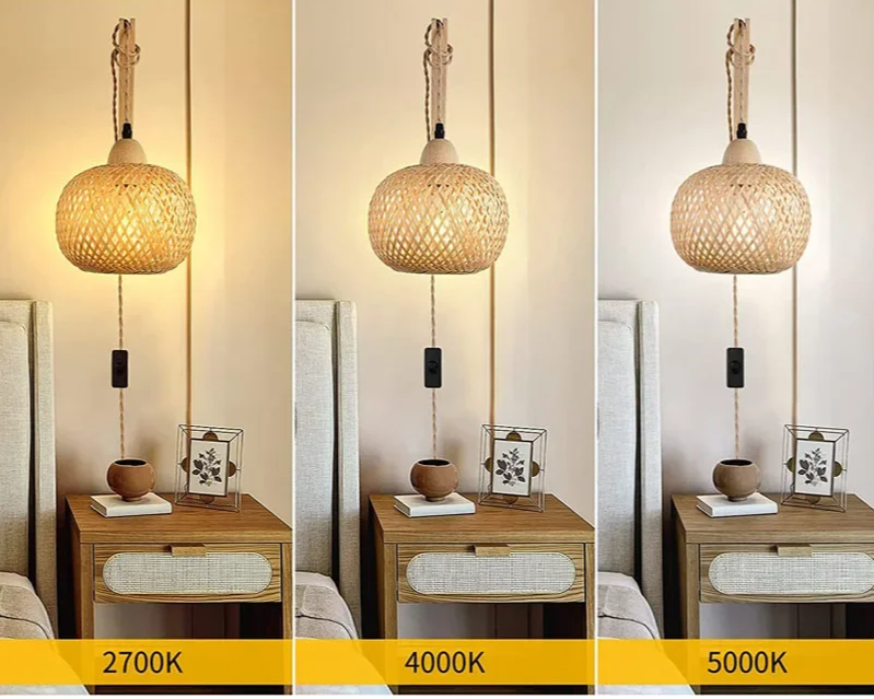 NaturLume Bamboe Wandlantaarn – Handgeweven Rotan Wandlamp met E27 Fitting - wandlamp - detail