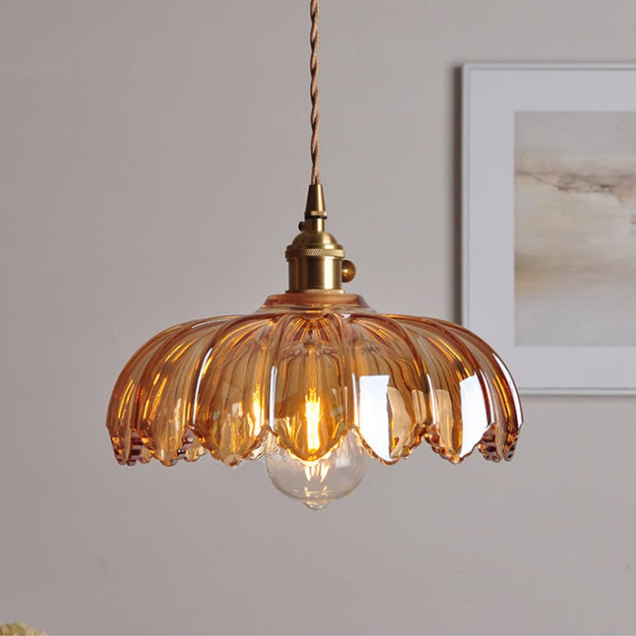 Vintage Glazen Bloem Hanglamp - hanglampen - gemonteerd