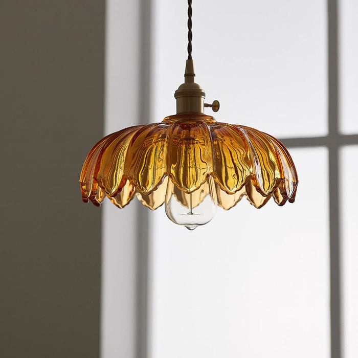 Vintage Glazen Bloem Hanglamp - hanglampen - detail