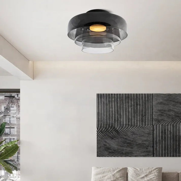 Scandinavische Designer Creatieve Persoonlijkheid Middeleeuwse Glazen Plafondlamp - plafondlamp - close-up