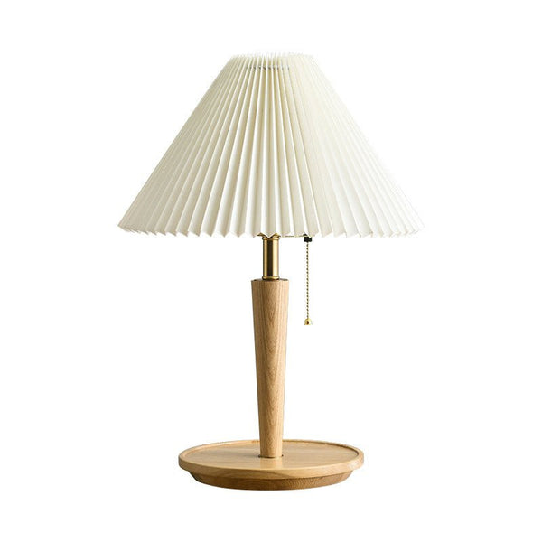 Vintage Geplooid Houten Tafellamp - tafellampen - in de kamer