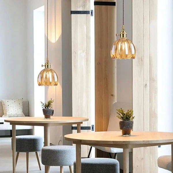 Japanse Retro Glazen Bloem Hanglamp - hanglampen - gemonteerd
