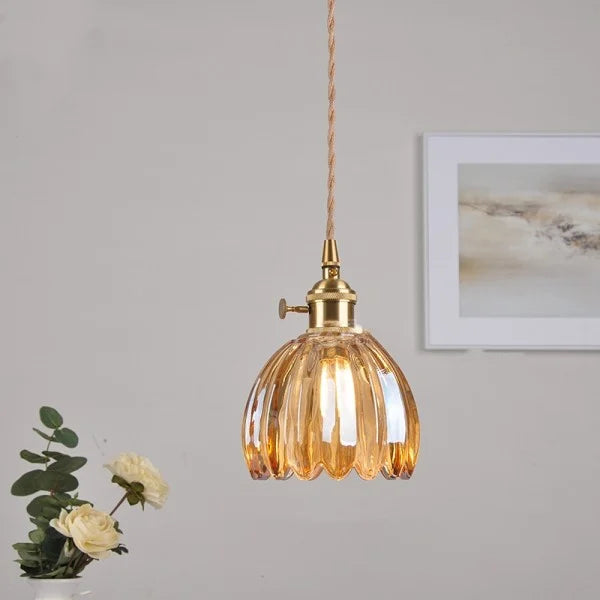 Japanse Retro Glazen Bloem Hanglamp - hanglampen - detail