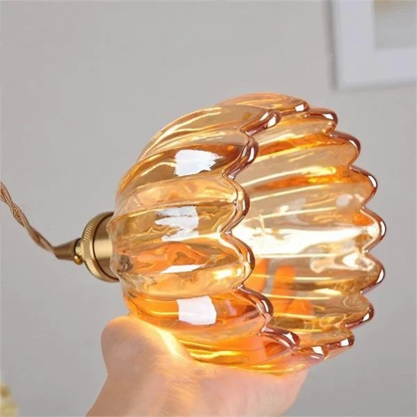 Japanse Retro Glazen Bloem Hanglamp - hanglampen - zijaanzicht