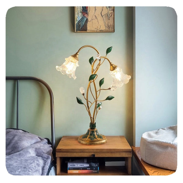 Franse Glazen Bloemen Tafellamp - tafellampen - sfeerbeeld