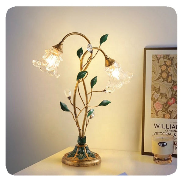 Franse Glazen Bloemen Tafellamp - tafellampen - detail
