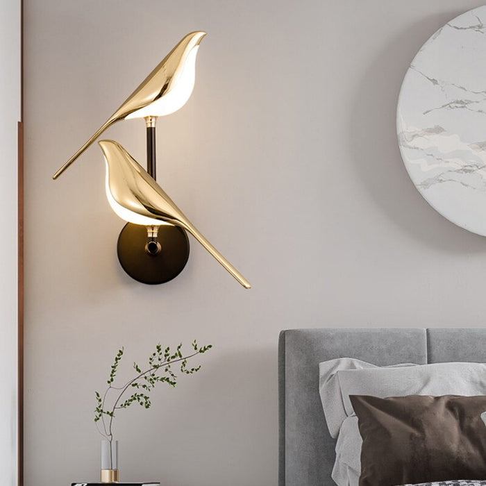 Moderne Wandlamp In De Vorm Van Vogels - wandlampen - zijaanzicht