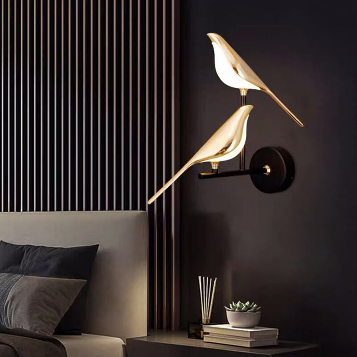 Moderne Wandlamp In De Vorm Van Vogels - wandlampen - close-up
