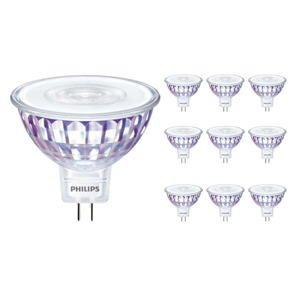 Voordeelpak 10x Philips Master Value LEDspot GU5.3 MR16 7.5W 621lm 60D - 927 Zeer Warm Wit | Beste Kleurweergave - Dimbaar - Vervangt 50W