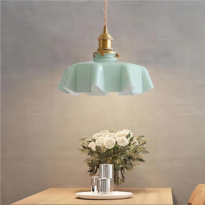 Retro Glazen Bloem Creme Hanglamp - hanglampen - in de kamer