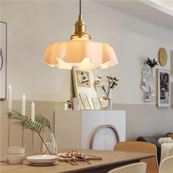 Retro Glazen Bloem Creme Hanglamp