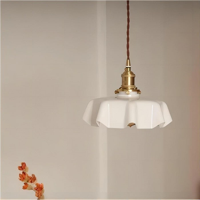 Retro Glazen Bloem Creme Hanglamp