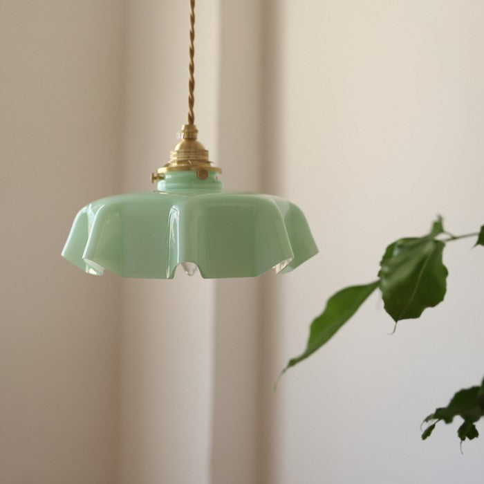 Retro Glazen Bloem Creme Hanglamp