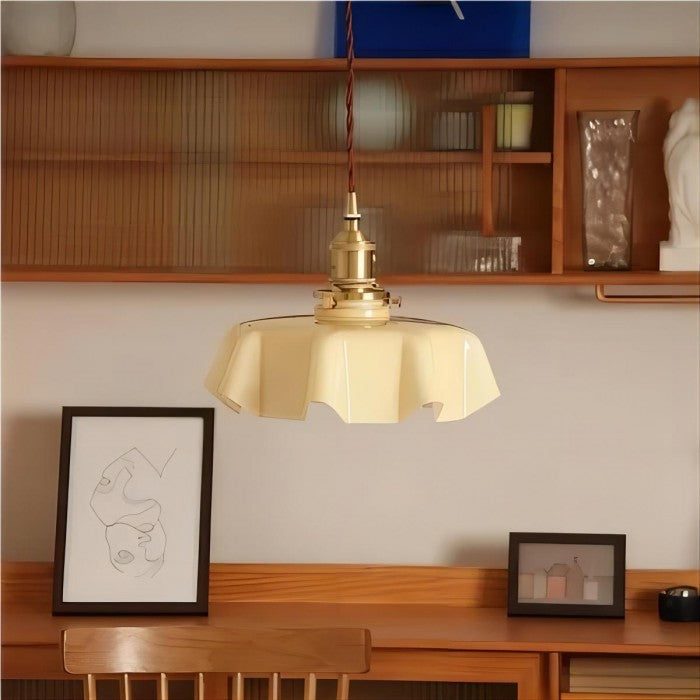 Retro Glazen Bloem Creme Hanglamp - hanglampen - materiaaldetail