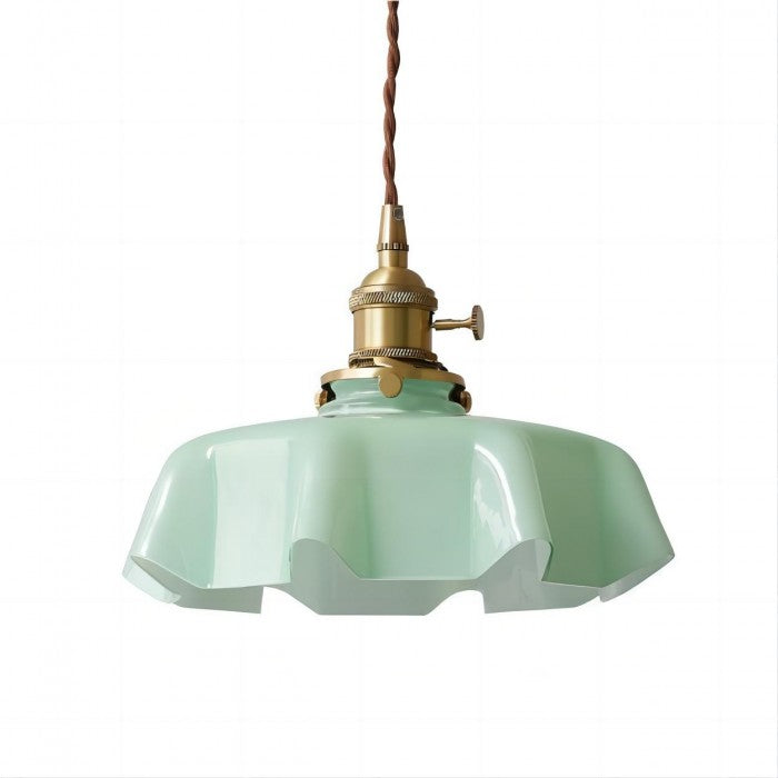 Retro Glazen Bloem Creme Hanglamp - hanglampen - zijaanzicht