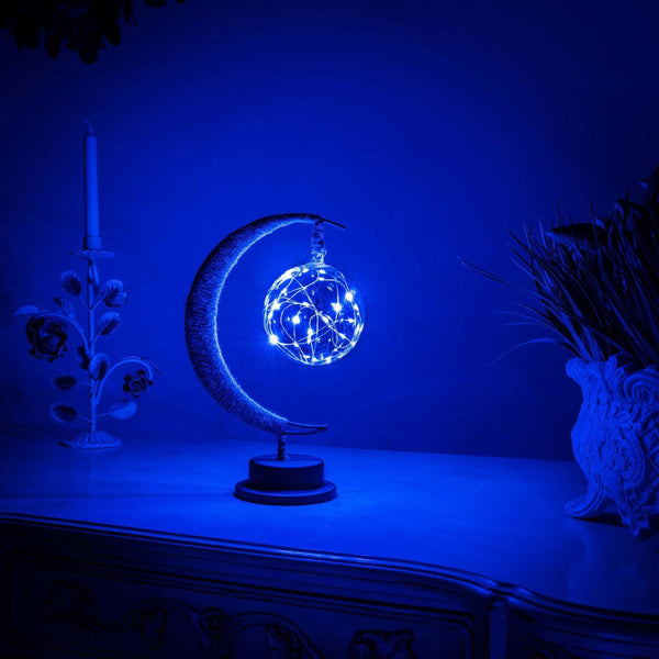 Betoverde Maanlamp Van Glas Met Warm Licht Voor Op De Tafel - tafellampen - detail