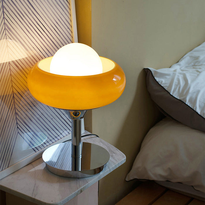 Vintage Bauhaus Glazen Gele Tafellamp - tafellampen